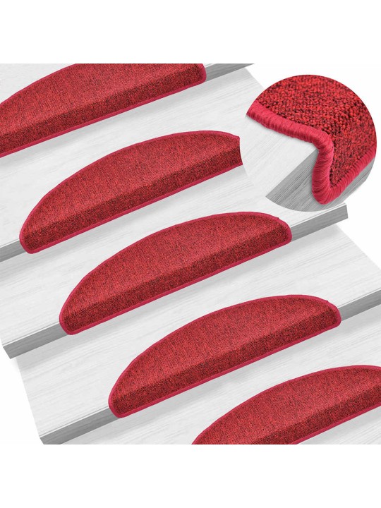 Rohože na schody 30 ks bordeaux red 56x17x3 cm