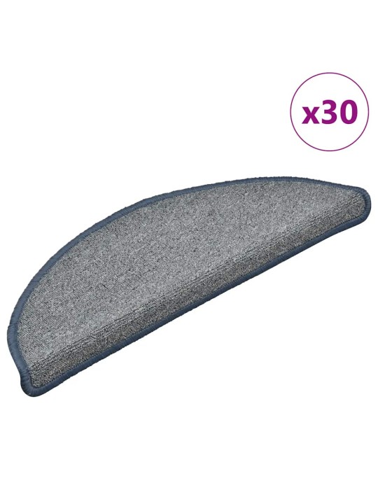 Rohože na schody 30 ks světle šedá a modrá 56x17x3 cm