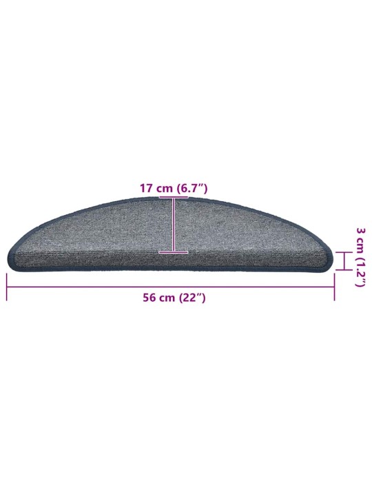 Rohože na schody 30 ks světle šedá a modrá 56x17x3 cm