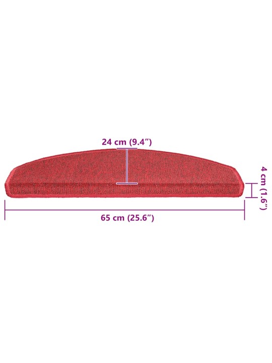 Rohože na schody 30 ks bordeaux red 65x24x4 cm