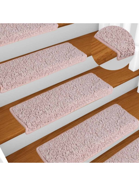 Rohože na schody 30 ks 65x21x4 cm bílá a růžová