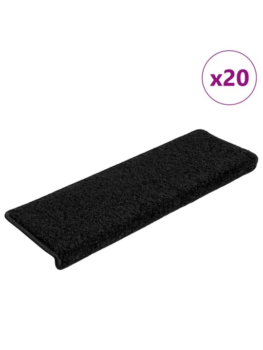 Rohože na schody 20 ks 65x21x4 cm černá