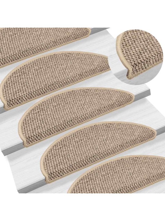 Samolepicí rohože na schody sisal-look 30 ks tmavě béžová