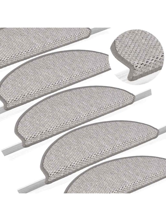Samolepicí rohože na schody sisal-look 30 ks 65x21x4 cm platina