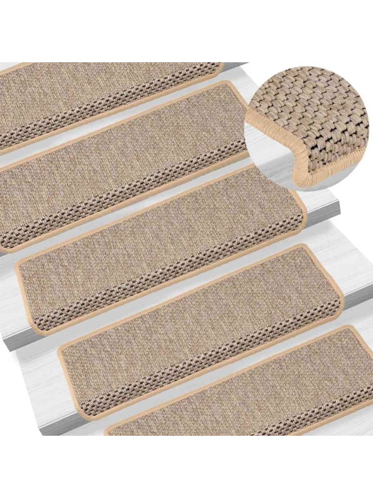 Samolepicí rohože na schody sisal-look 30 ks světle béžová