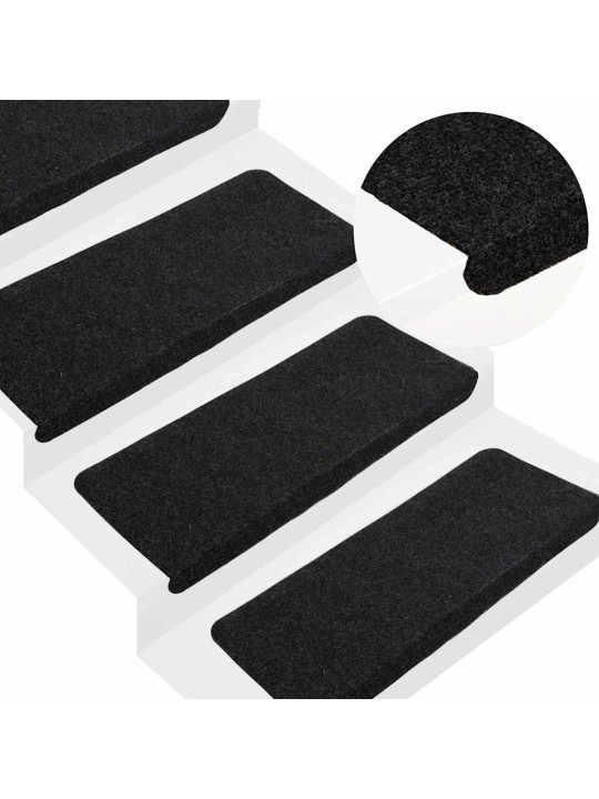 Samolepicí podložky na schody 30 ks černé 65x24,5x3,5 cm