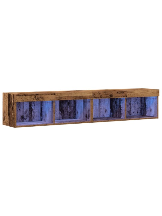 Tv nástěnné skříně s led osvětlením 2 ks staré dřevo 80x30x30 cm