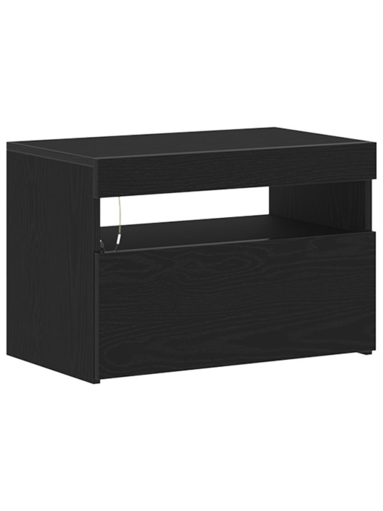Tv skříň s led světly, černý dub, 60 x 35 x 40 cm, z inženýrského dřeva