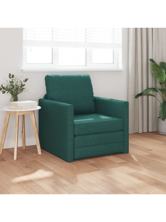 Pohovka na spaní 2 v 1 tmavě zelená 74x77x81 cm textil