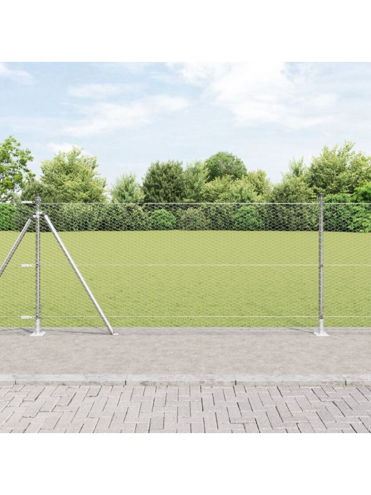 Šestiúhelníkový plot 1x10 m pozinkovaná ocel, plotové sloupky se základnovými deskami 7 ks ø32mm 110cm pozinkovaná ocel