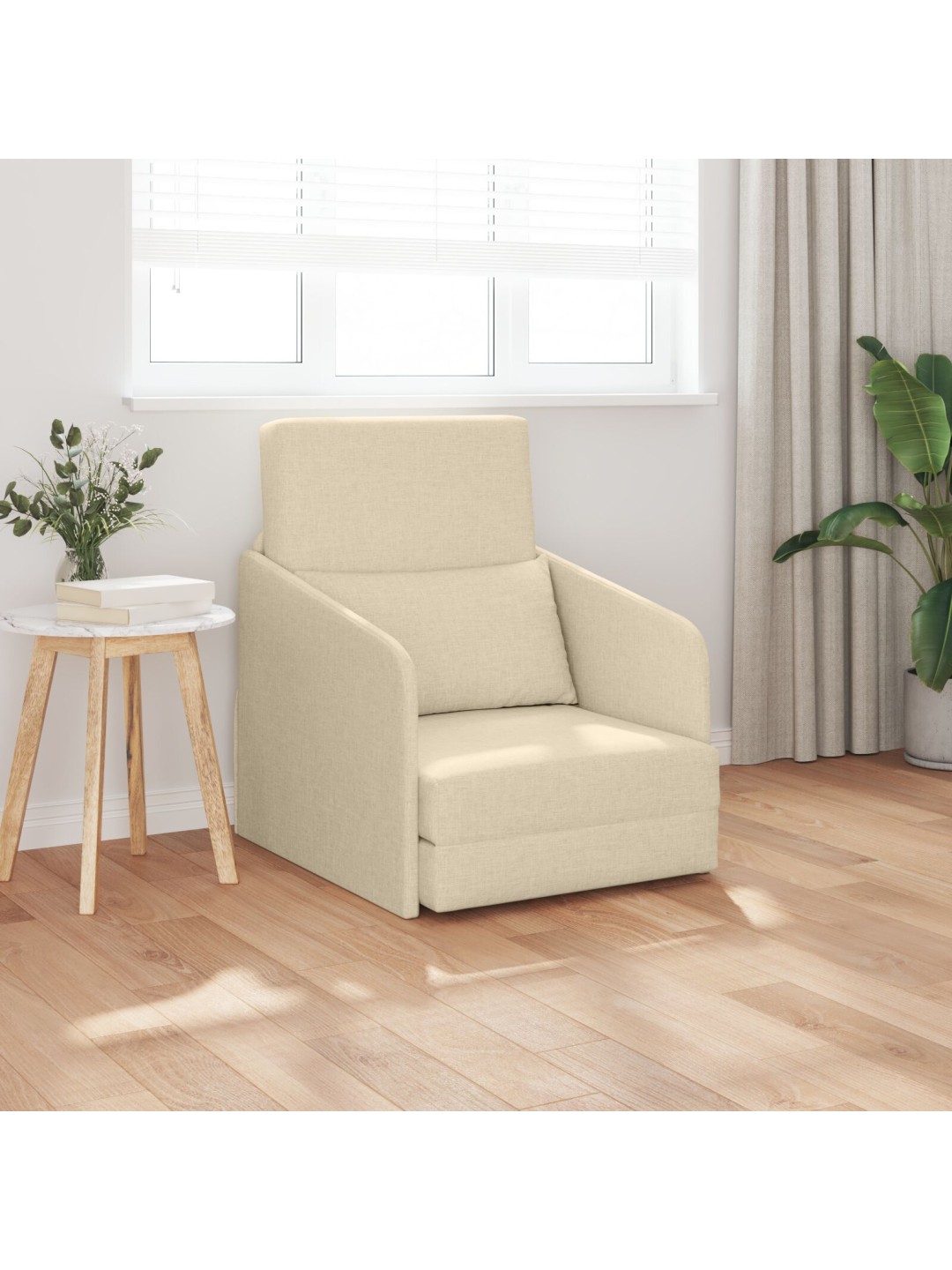 Podlahová postel 2v1 krémová 65x80x83 cm textil