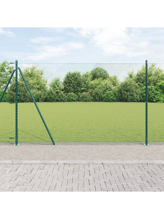 Hexagonální oplocení zelené 1,5x10 m ocel, sloupky oplocení se základovými deskami 7 ks ø32mm 83,5cm pozinkovaná ocel