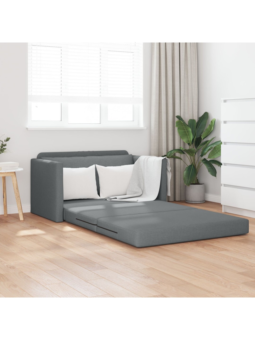 Pohovka postel 2 v 1 tmavě šedá 124x71x78 cm textil