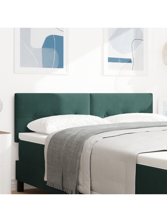 Hlava postele s knoflíkovým prošíváním tmavě zelená 140 cm samet