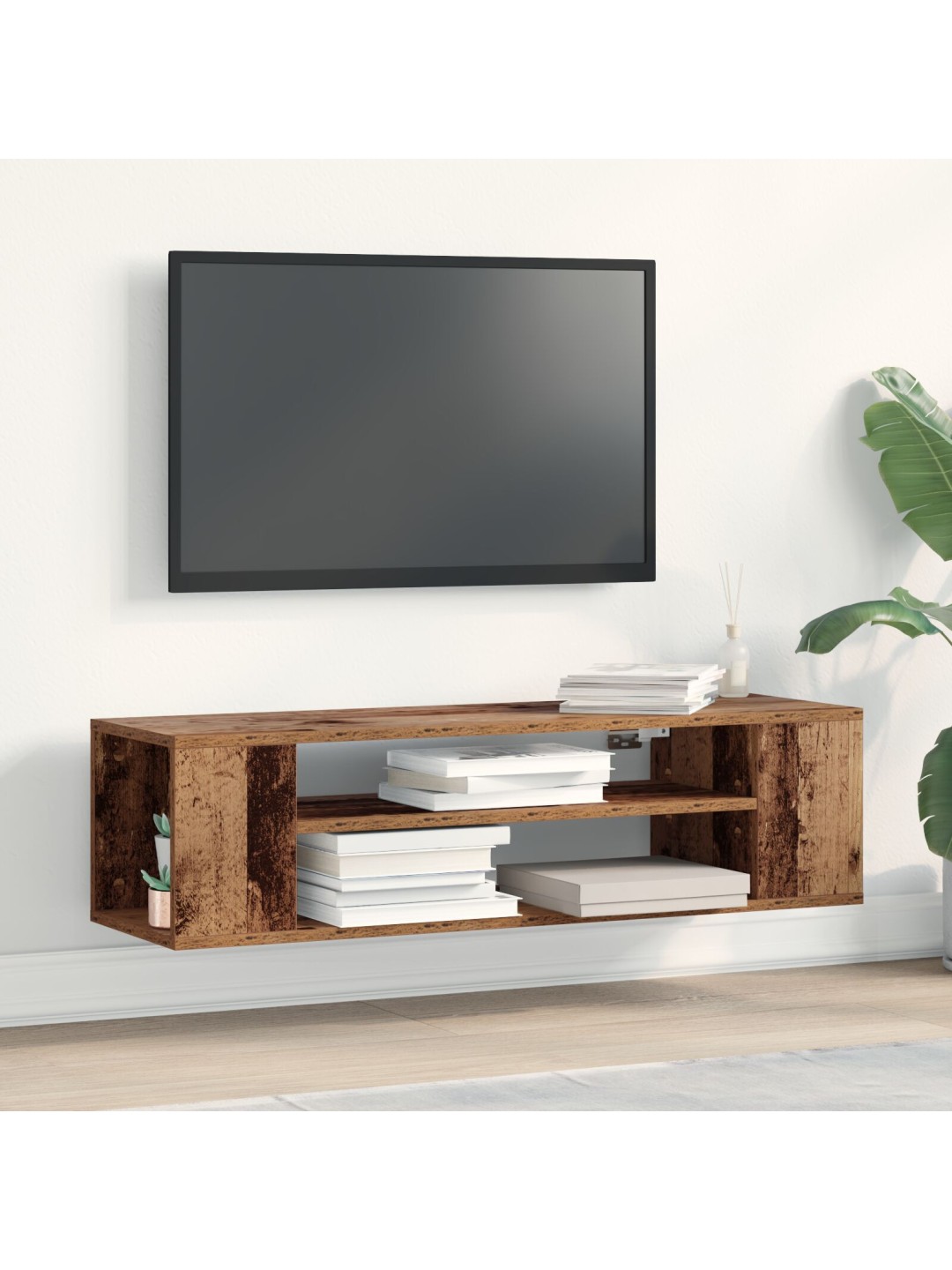 Nástěnná skříňka na tv, staré dřevo, 100 x 30 x 26,5 cm, kompozitní dřevo