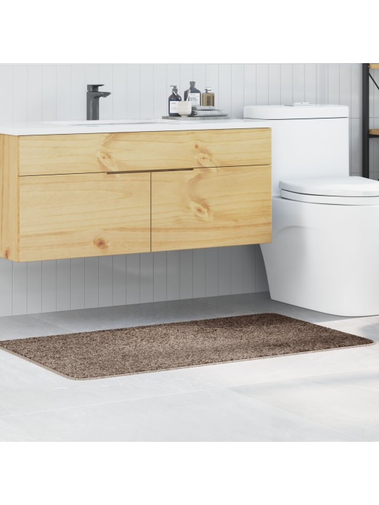 Koupelnová předložka obdélníková hnědá 70x120 cm z polypropylenu protiskluzová