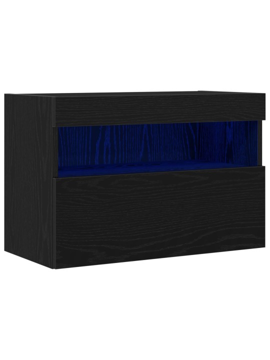 Tv nástěnná skříň s led světly černý dub 60x30x40 cm