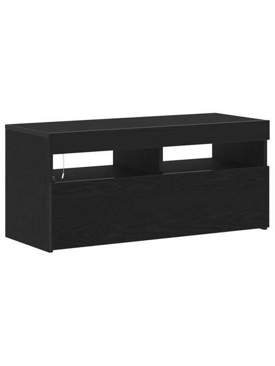 Tv skříňka s led světly černý dub 90x35x40 cm z kompozitního dřeva