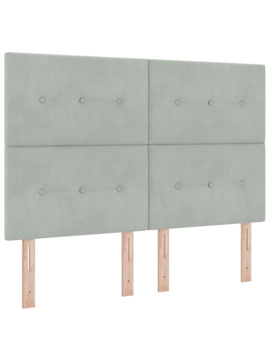 Hlava postele s knoflíky, světle šedá, 160 cm, samet