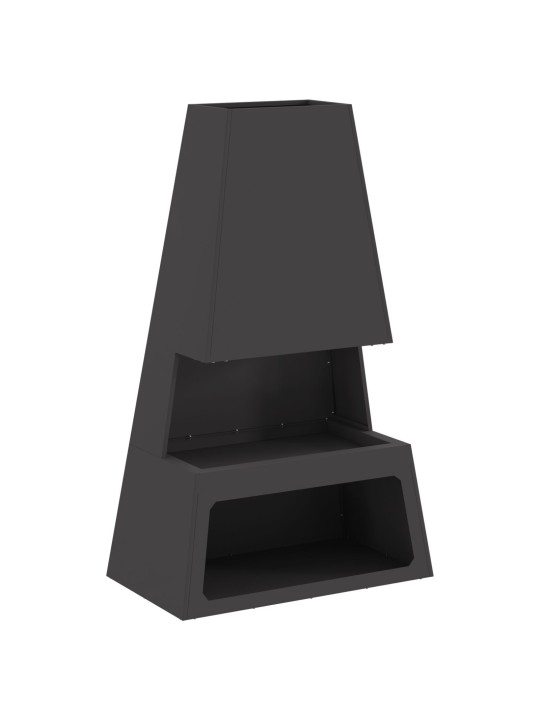 Ohnoviště s úložným prostorem na dřevo černé 60x35x100 cm ocel