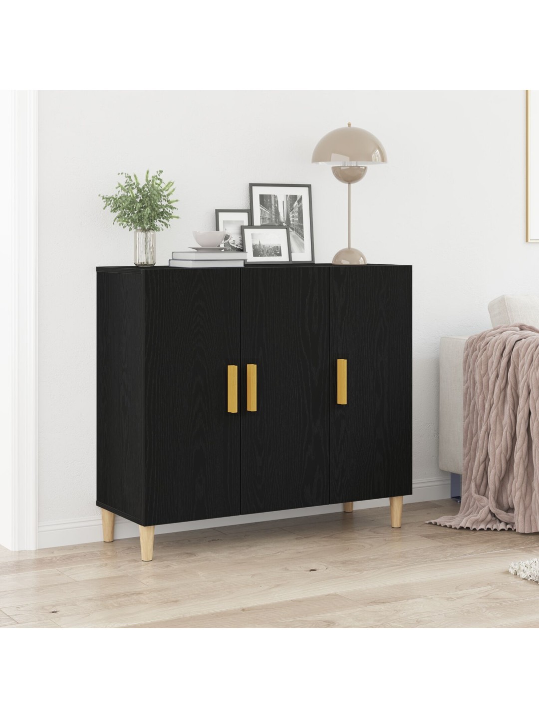 Komoda černý dub 90x34x80 cm zpracované dřevo