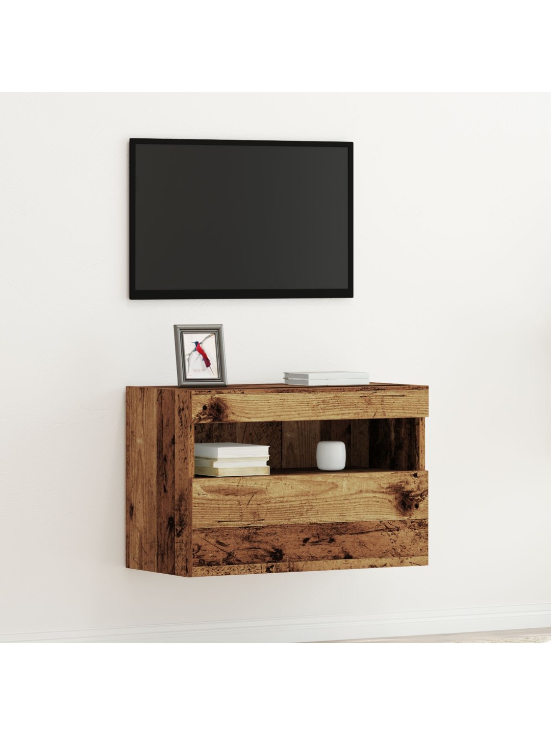 Tv nástěnná skříň s led osvětlením staré dřevo 60x30x40 cm