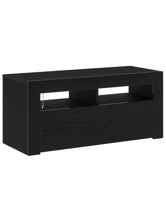 Tv skříň s led černý dub 90x35x40 cm zpracované dřevo