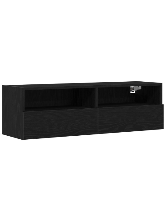 Tv stěnová skříň černý dub 100x30x30 cm zpracované dřevo