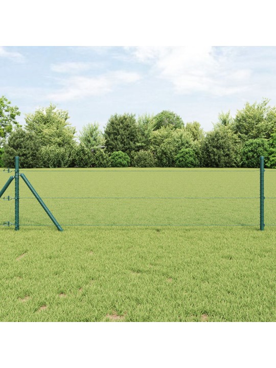 Hexagonální plot zelený 0.8x25 m ocelový, plotové sloupky 13 ks zelené ø32 mm 120 cm pozinkovaná ocel