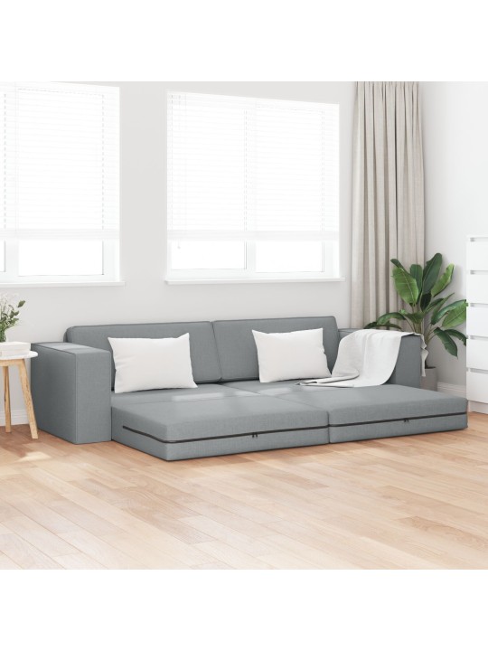 Pohovka na lůžko 2 v 1 světle šedá 245x150x60,5 cm tkanina