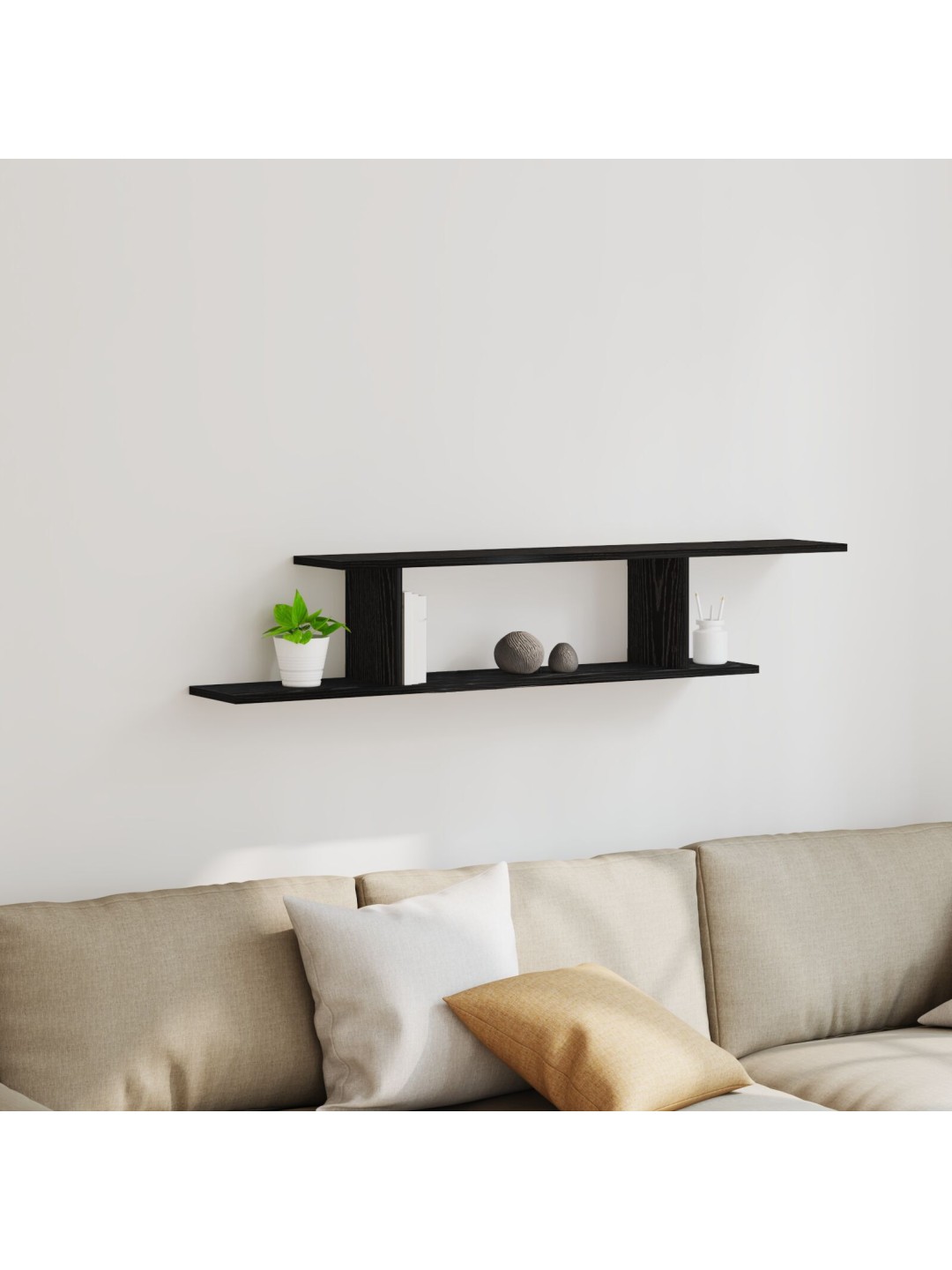 Nástěnná police na tv černý dub 125x18x23 cm kompozitní dřevo