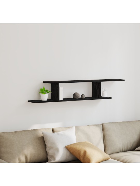 Nástěnná police na tv černý dub 125x18x23 cm kompozitní dřevo