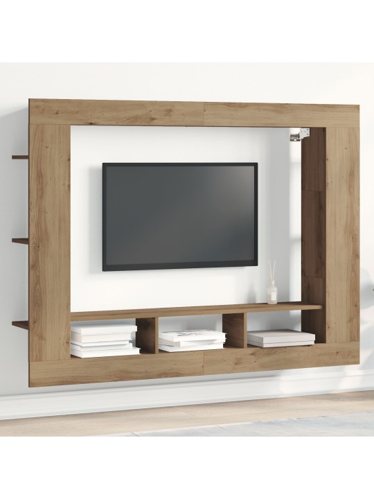 Tv skříň, montovaná na stěnu, z umělého dubu, 152x22x113 cm