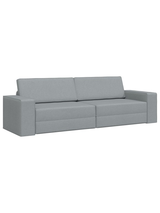 Pohovka na lůžko 2 v 1 světle šedá 245x150x60,5 cm tkanina