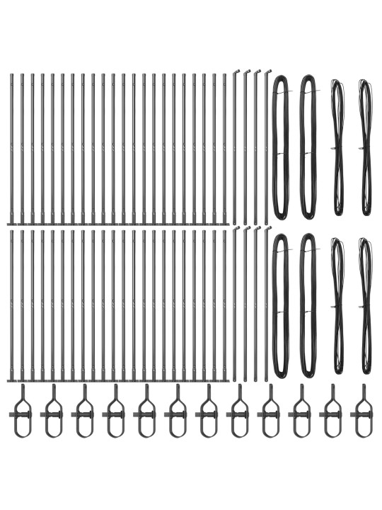 Sloupky plotu s podstavci 52 ks ø32mm 83,5cm pozinkovaná ocel