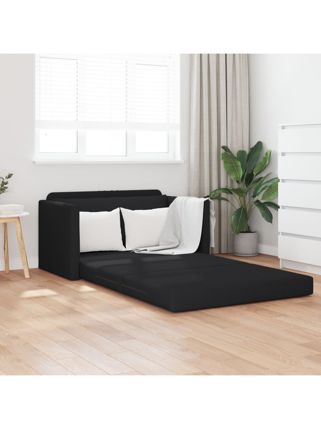 Pohovka floor sofa bed 2-in-1 černá 124x71x78 cm tkanina