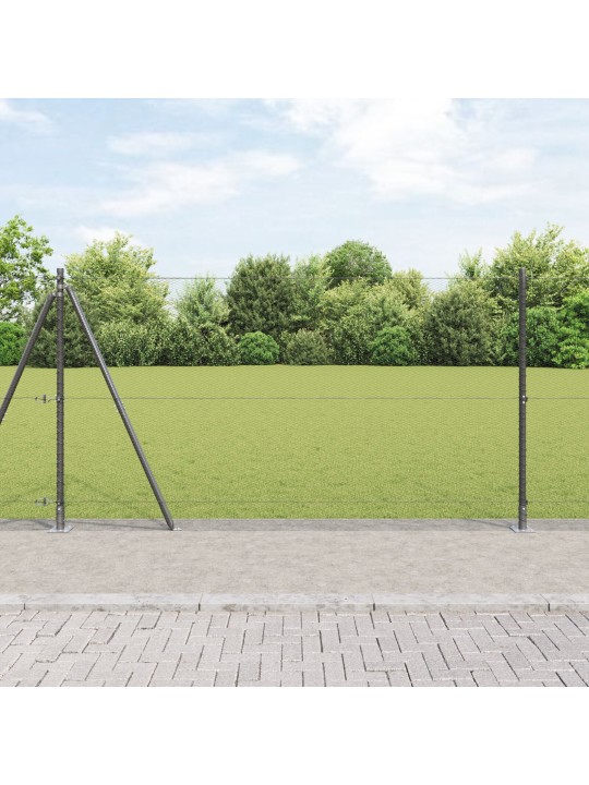 Šedý hexagonální plot 1.2x10 m z oceli, plotové sloupky s podstavci 7 ks ø32mm 68.5cm z pozinkované oceli