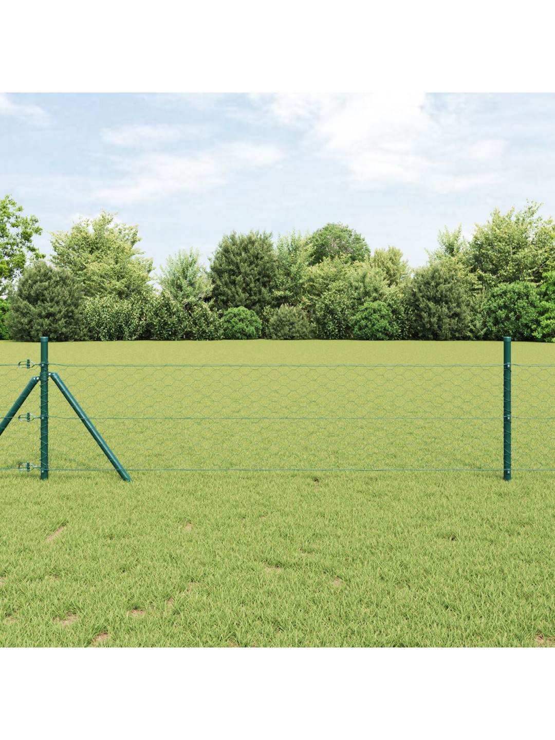 Hexagonový plot zelený 1x10 m ocel, sloupky plotu 7 ks zelené ø32 mm 150 cm pozinkovaná ocel