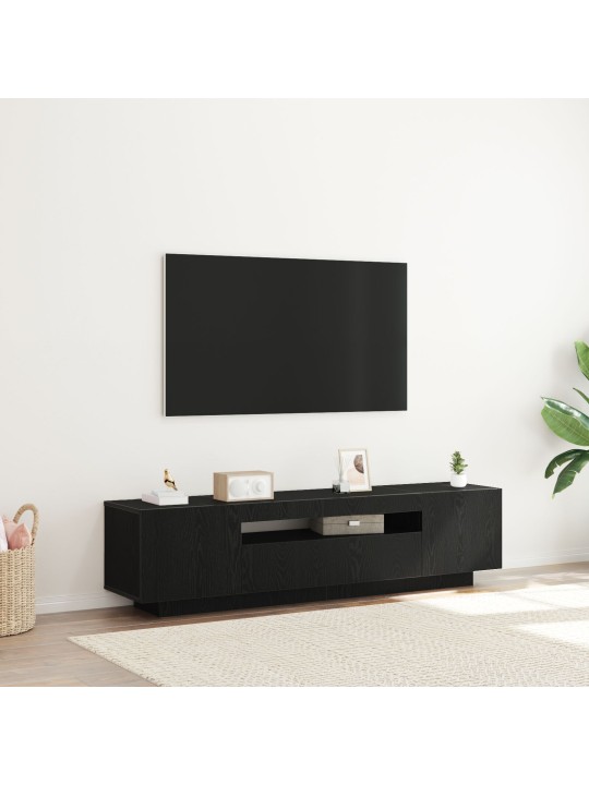 Televizní skříňka s led osvětlením, černý dub, 160x35x40 cm, inženýrské dřevo