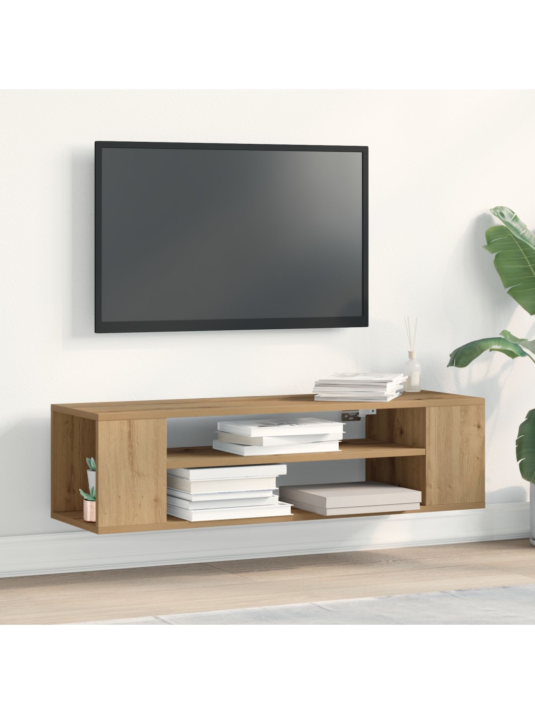 Nástěnná tv skříň artisan oak 100x30x26,5 cm z kompozitního dřeva