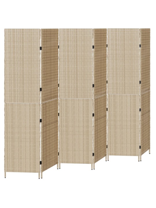 Příčka 6 panelů skládací béžová 294x180 cm poly rattan