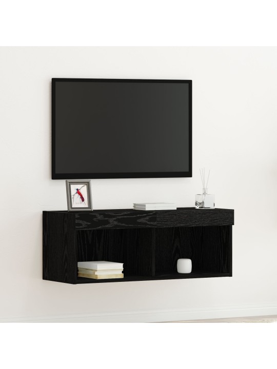 Tv skříňka se světly led černý dub 80x30x30 cm