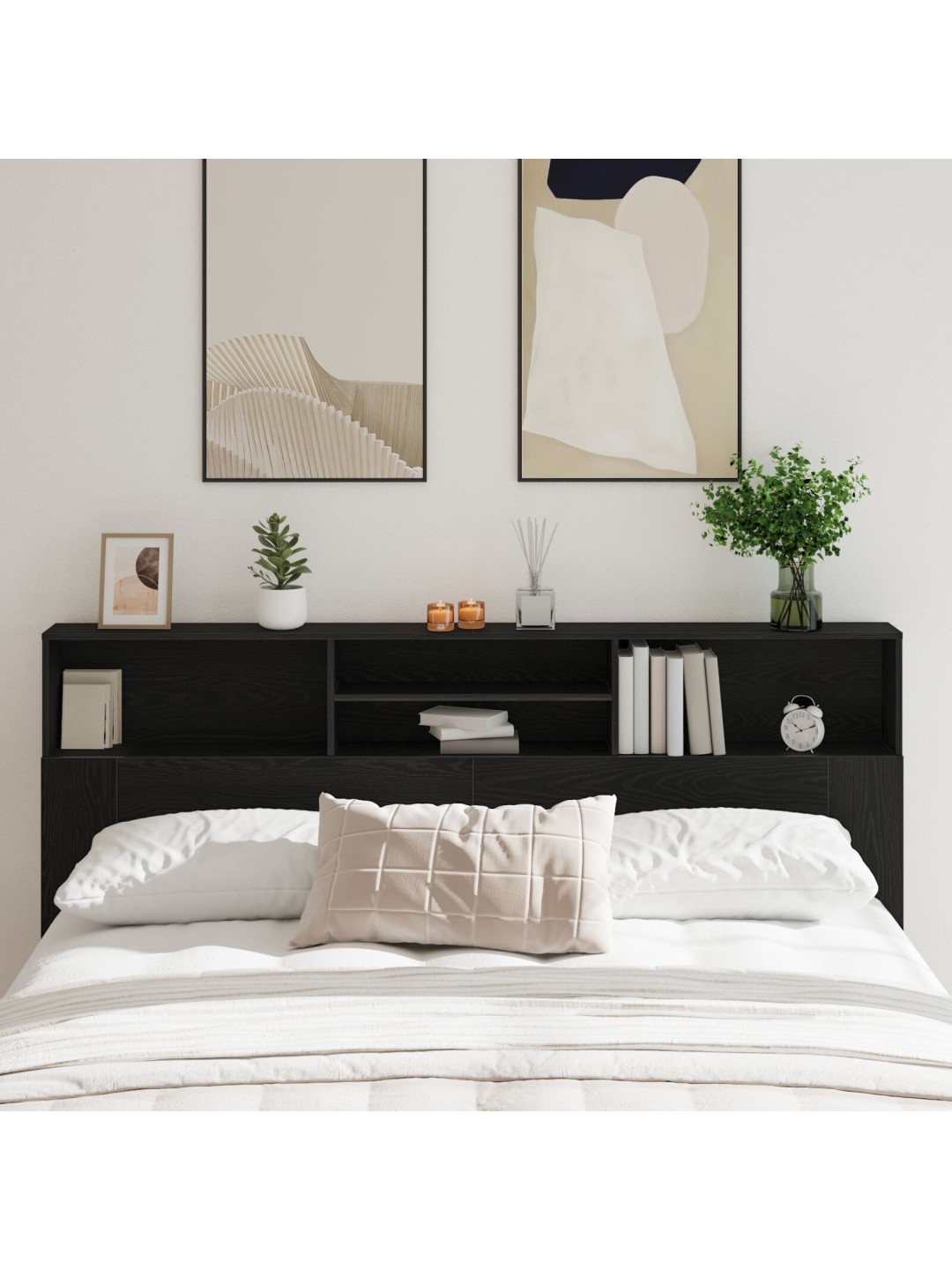 Černý dubový čelní panel skříňky, 200x19x103.5 cm, kompozitní dřevo