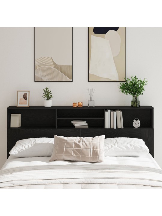 Černý dubový čelní panel skříňky, 200x19x103.5 cm, kompozitní dřevo