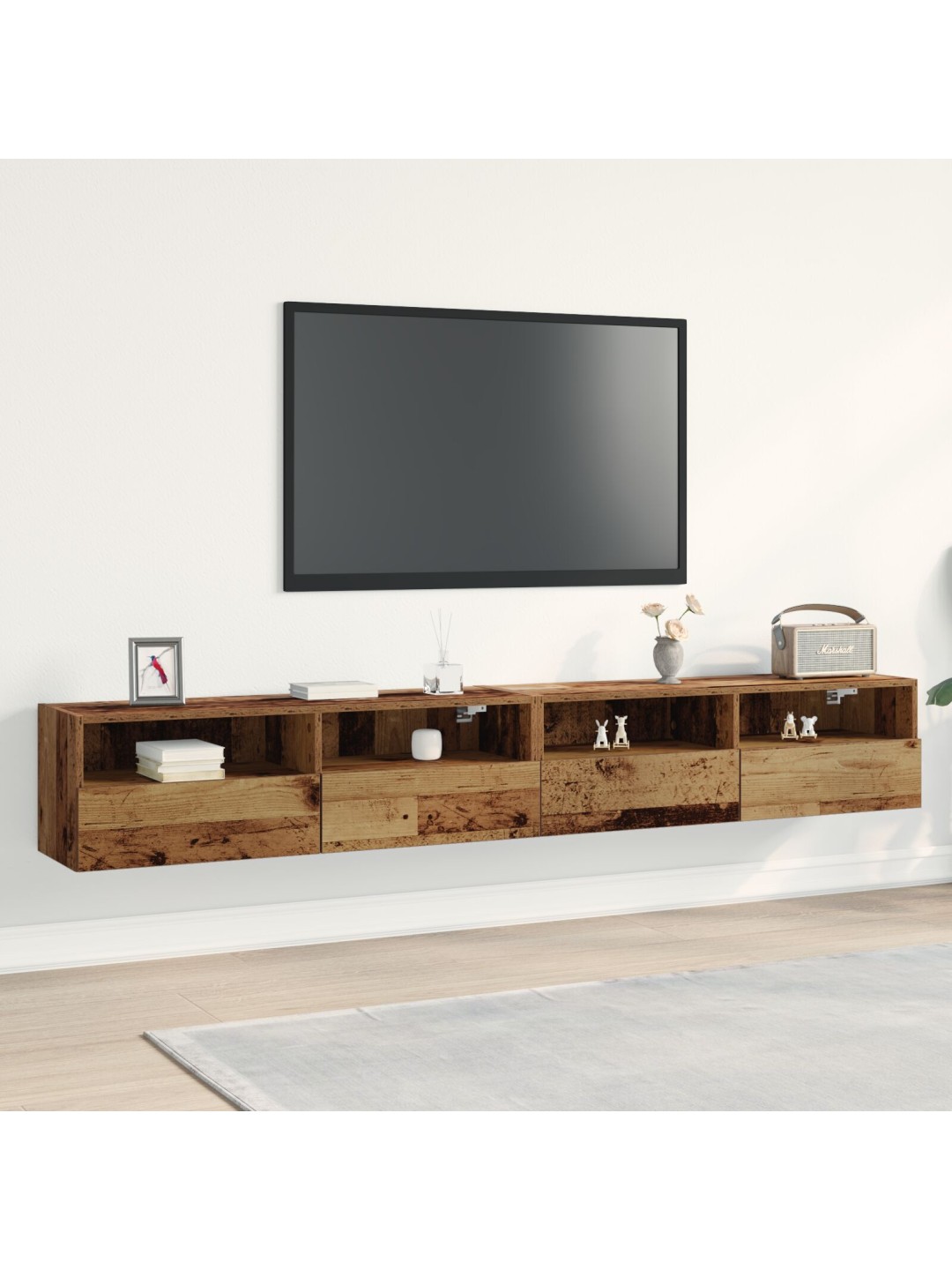 Televizní stěny 2 ks staré dřevo 100x30x30 cm kompozitní dřevo