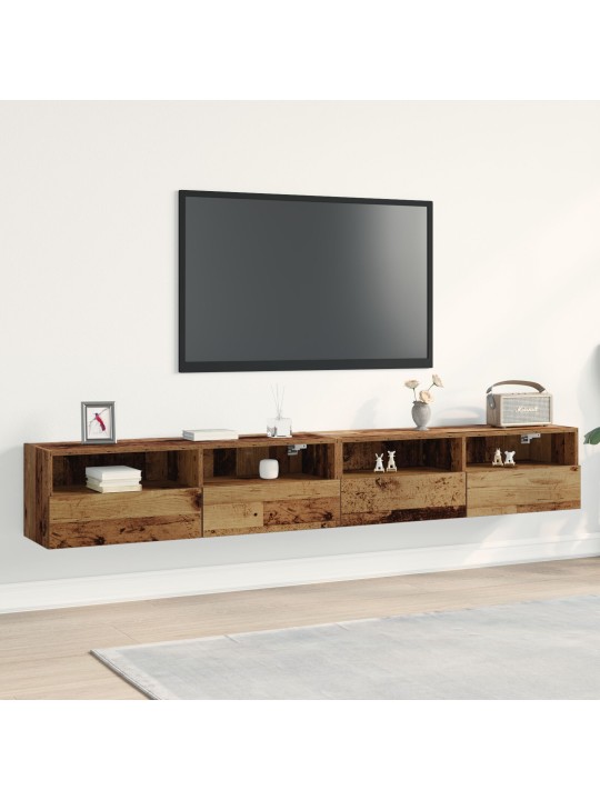 Televizní stěny 2 ks staré dřevo 100x30x30 cm kompozitní dřevo