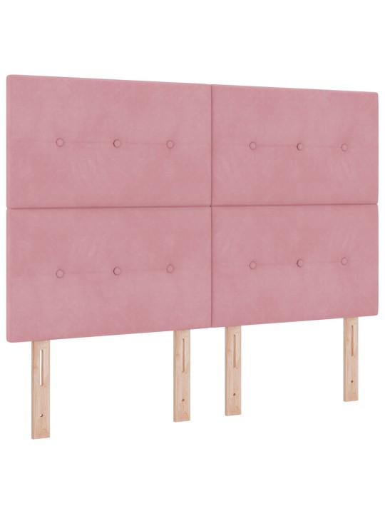 Hlava postele s knoflíky růžová 160 cm samet