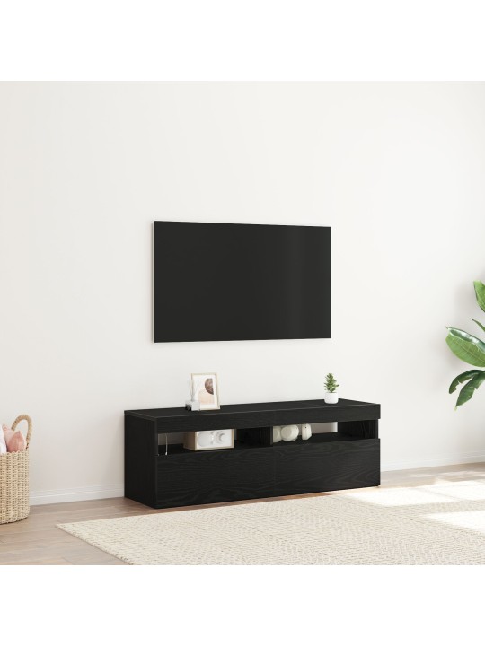 Televizní skříňka s led černý dub 120x35x40 cm zpracované dřevo