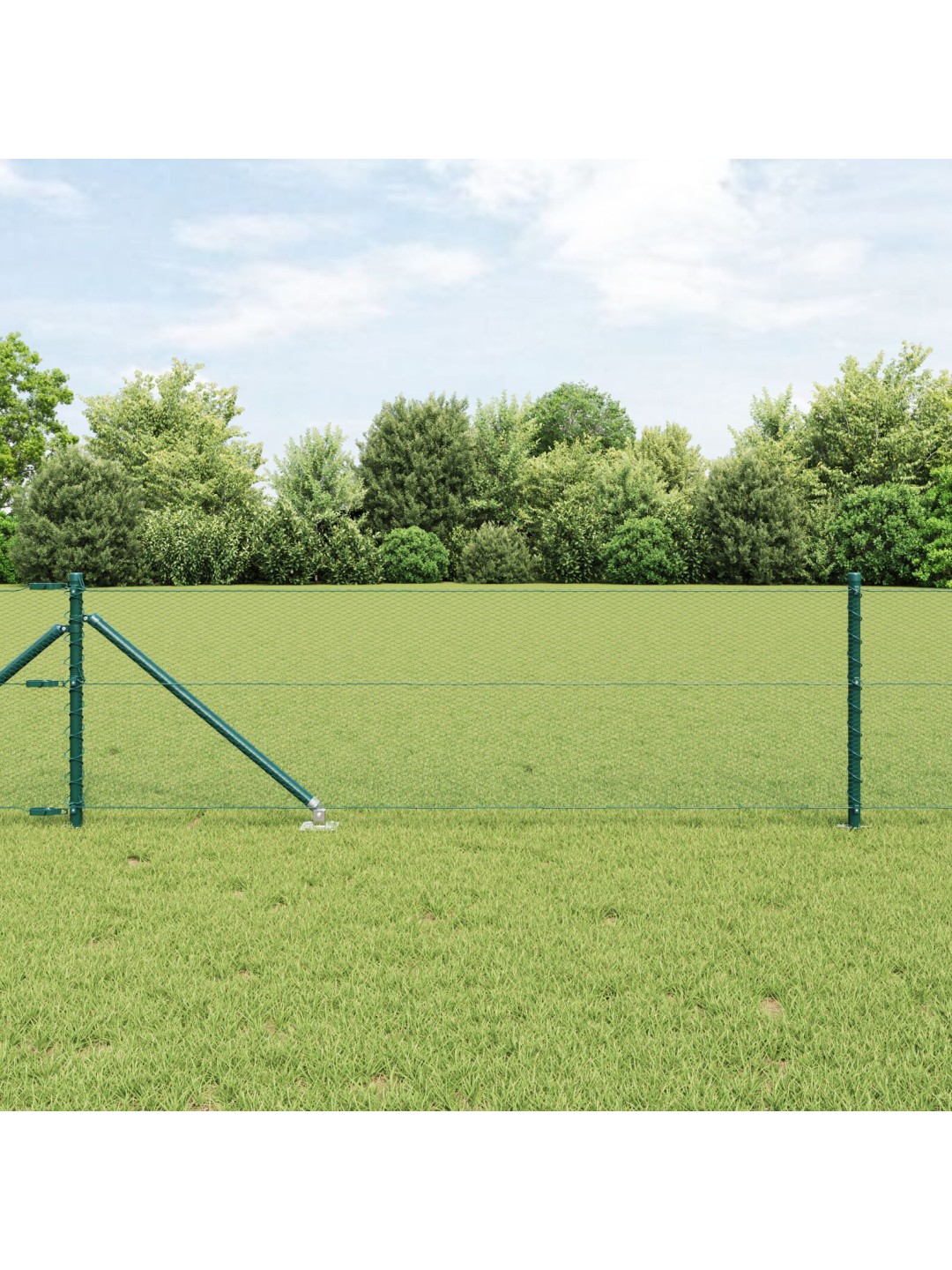 Šestiúhelníkový plot zelený 0,8x25 m ocel, plotové sloupky se špicí 13 ks ø32 mm 100 cm pozinkovaná ocel