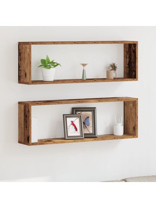 Nábytek na zeď 2 ks staré dřevo 80x15x26 cm kompozitní dřevo